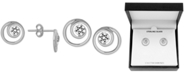 Macy's Diamond (1/10 ct. t.w.) Swirl Illusion Stud Button Earrings in Sterling Silver